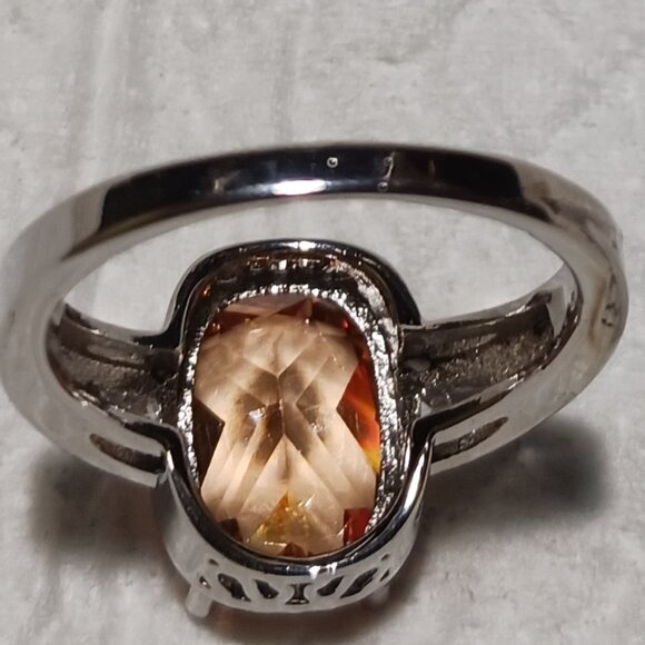 Silver Morganite and CZ Fashion Ring Size 10 - Flawed - Picture 7 of 13
